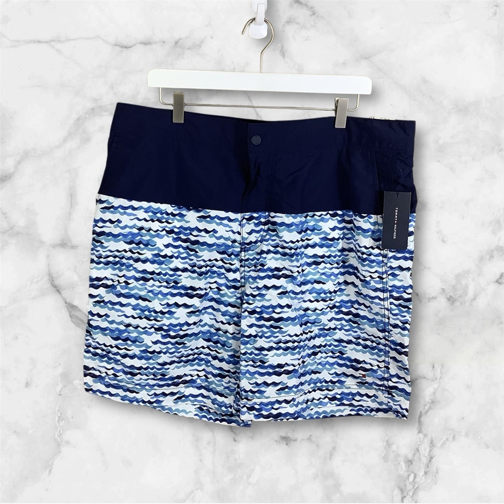 Tommy Hilfiger Mens Swim Trunks XL Ocean Waves NWT
